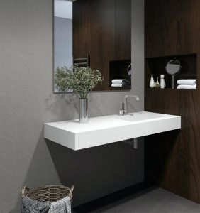 Corian Duvara Bağlı Tezgah Lavabo
