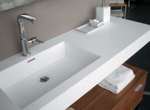 Dikdörtgen Corian Banyo Lavabo Tezgah